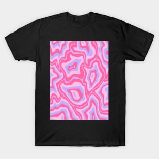 Abstract Retro Liquid Marble Swirl, Pink and Purple T-Shirt